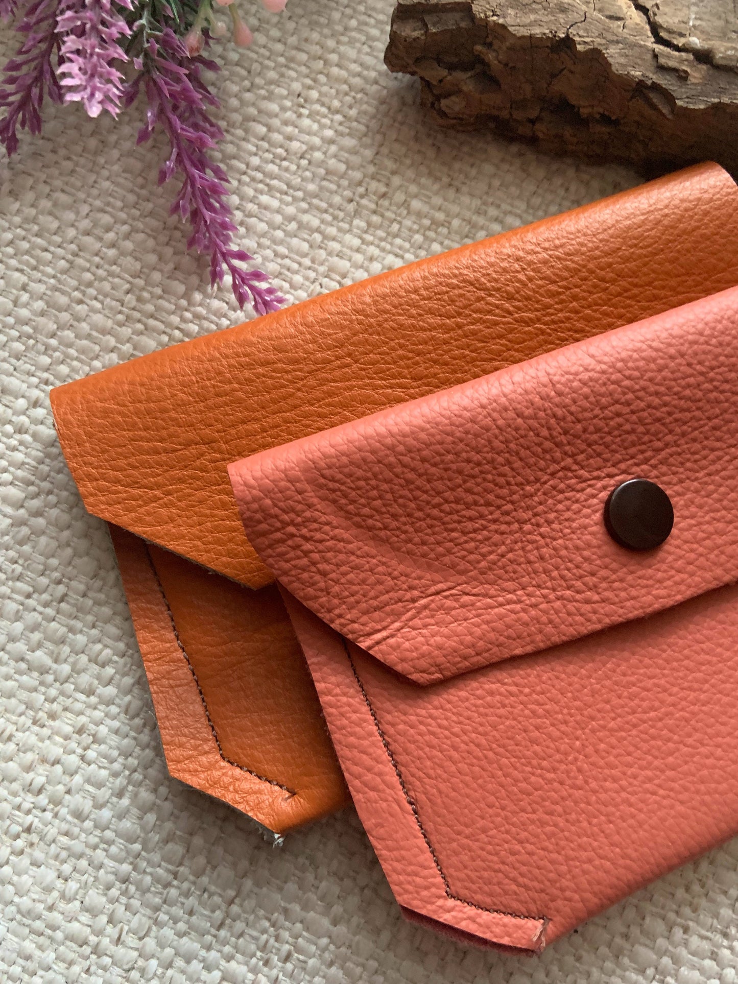 Annabelle Handmade Reclaimed Leather Coin Purse Coral